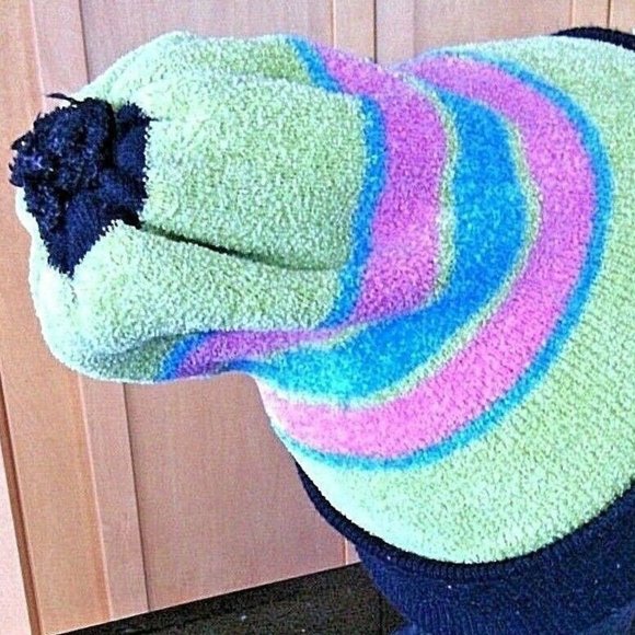 Adidas Hat Winter Beanie Cap Striped Toque Pom Pom Unisex Cold Weather Warm Ears - Picture 6 of 16